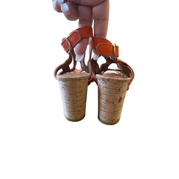 Halogen Orange Suede Leather Cutout Sandal Heels - Picture 13 of 15